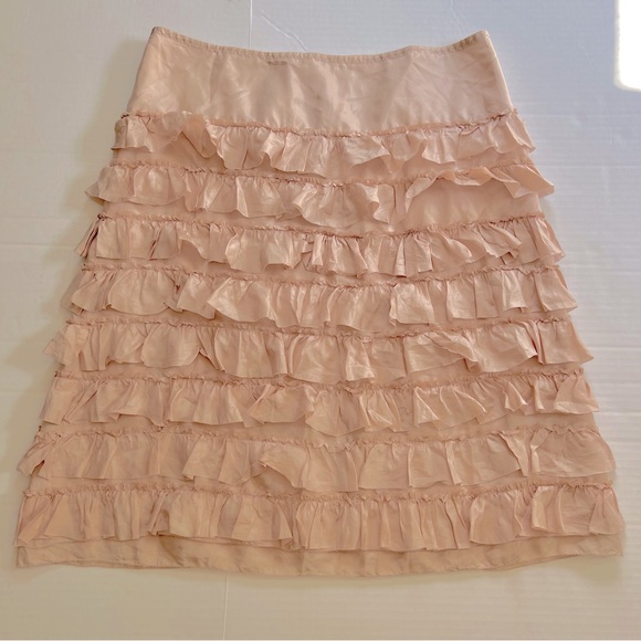 SILK Peach Powdered Pink Layered Tiered Skirt Ruffles Size L - Picture 1 of 6